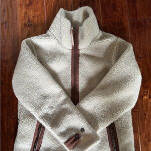 Patagonia Cream Retro Fleece Jacket with Brown Accents, L